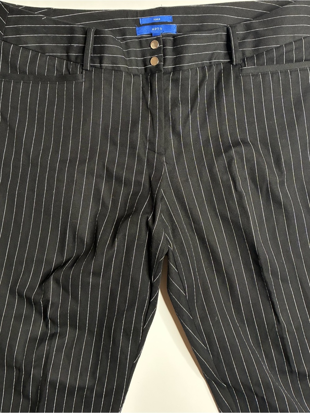 Apt. 9 Black Pinstripe Trousers with White Stripes